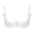 Miniatyrbilde 1 av 5: Dame 1/2 Cup Push Up Bøyle BH Blonde Undertøy Åpen Bryst Cup BH topper Justerbar Stropp Svamp Polstret BH Undertøy-WELLNGS White A XXL