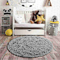 Miniatyrbilde 2 av 5: Noahas teppe stue rund tykk teppe fluffy stor teppe gulvteppe mykt teppe soverom lang plysj-WELLNGS White 150X150CM 5X5inch