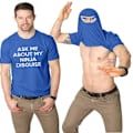 Miniatyrbilde 1 av 5: Menn Spør meg om min Ninja Forkledning Flip T-skjorte Morsom Kostyme Grafisk Humor Tee, 100% Ny - WELLNGS Blue M