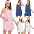 Miniatyrbilde 5 av 5: Kvinners bade-/dusj-kjole med stropper, lett kne-lang wrap-kjole, a-WELLNGS Pink M