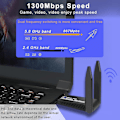 Pikkukuva 3 / 5: 1300Mbps USB 3.0 WiFi-sovitin Ilmainen ohjain 2.4GHz/5GHz Kaksikaistainen Wi-Fi-dongle Vastaanotin 80211ax/ac/a/b/g/n WIFi 5 Langaton verkkokortti-WELLNGS