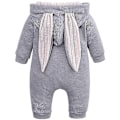 Pikkukuva 3 / 5: Vastasyntyneen vauvan pupuhaalari vetoketjulla, pääsiäispupupotkupuku, vauvan yöpuku - WELLNGS Grey 3-6 Months