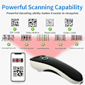 Miniatyrbilde 3 av 5: Strekkodeskanner HBA-W6 Trådløs 1D/2D CMOS-skanner USB Bluetooth Mini Lomme QR-leser for IOS Android Windows(Hvit)-WELLNGS