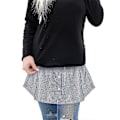 Miniatyrbilde 5 av 5: 4 stk. skjorteforlenger for kvinner, justerbar lagdeling, falsk topp, nedre kant, skjorte, halv lengde, miniskjørt (flerfarget, XL) - WELLNGS Blue-White Stripes 2XL