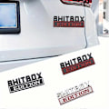 Miniatyrbilde 5 av 5: Shitbox Edition-merke, 3D-bilmerke-klistremerker, kul 3D-skjermplate-erstatning, kompatibel med de fleste biler, lastebiler og SUV-er - WELLNGS Silvery Black