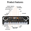 Miniatyrbillede 10 af 10: 61 Tangenter Elektronisk Orgel Digital Klaver Keyboard med Mikrofon Børns Musik Legetøj til Børn-WELLNGS