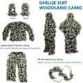 Miniatyrbillede 3 af 3: 5 i 1 Ghillie-dragt, 3D Camouflage Jagttøj Inklusive Jakke, Bukser, Hætte, Bærepose-WELLNGS GNL