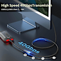 Pikkukuva 4 / 5: Thunderbolt 4 -jatkokaapeli, USB-C-kaapeli USB C uros - naaras, tukee 8k/5k@60hz videota/40gbps tiedonsiirtoa/100w latausta (0,8m)-WELLNGS