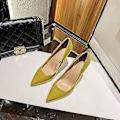 Miniatyrbilde 1 av 5: Kvinners røde såle pumps nye sexy bunn spisse tå svart tynn høy hæl sko 8cm 10cm 6cm grunne sexy bryllupssko-WELLNGS yellow 6cm 43