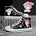 Miniatyrbild 3 av 4: Sanrio Kuromi Canvas Sneakers Höga Casual Sportskor Campuspresent Pojkar Flickor Studenter Nytt Par Tjockt Sulor Zapatos De Mujer 2-WELLNGS 36