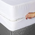 Miniatyrbilde 1 av 5: 6-siders fullstendig lukket vanntett madrassbeskytter med glidelås, støvtett laken for dobbeltseng - WELLNGS White 160cmX200cmX30cm
