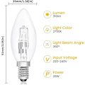 Miniatyrbild 2 av 5: 10-pack B15d Halogenlampor, Dimbara 42w C35 Halogen Ljusstakelampa 42w B15d Eco Halogenlampor B15d Ljusstakelampor Liten Bajonett - WELLNGS