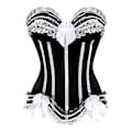 Miniatyrbilde 1 av 5: Sexy Sateng Blonder Overlay Korsett Bustier Overbust Burlesque Korsett Topp Bodyshaper Lingerie Showgirl Festdrakt Plus Size-WELLNGS 8068 White XL
