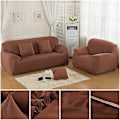 Miniatyrbild 5 av 5: Soffaöverdrag i enfärgad tyg för vardagsrum Elastiskt hörn-soffaöverdrag Skydd för stol 1/2/3/4-sits - WELLNGS Light coffee 3-seater 190-230cm