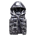 Miniatyrbilde 1 av 5: Sliktaa Unisex Blank Glansfull Vanntett Ermeløs Jakke Lett Puffer Vest-WELLNGS Grey XL