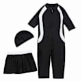 Miniatyrbild 4 av 5: Flickors Badkläder Barnens Badkläder Enfärgad Burkini Badkläder Strandkläder - WELLNGS Black 12-13 Years