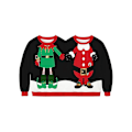 Miniatyrbilde 2 av 5: Todelt Ugly Christmas Genser Dame Herre Sammenføyd Tvilling 3d Trykt Par Genser Morsom Hl1-WELLNGS Black