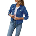Miniatyrbilde 1 av 2: Dame Denimjakke Casual Lang Erme Krage Solid Farge Knapp Lomme Slank Passform Denimjakke Vår Høstjakke med Lommer - WELLNGS blue 2XL