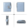 Miniatyrbild 3 av 5: SENDEFN 5206 RFID-blockerande plånbok i läder med flera kortfack - WELLNGS Light blue