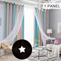Miniatyrbillede 2 af 5: Stjerne Gardiner Stjerner Blackout Gardiner til Børn Piger Soveværelse Stue Farverige Dobbelt Lag Stjerne Vindue Gardiner, 1 Panel (53\"W x 85\"LPink) Pink 134 x 210