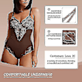 Miniatyrbillede 1 af 2: Blonder Bodystocking til kvinder, mavekontrol, shapewear, V-hals, rygløs camisole, ærmeløs slankende toppe-WELLNGS Brown L