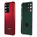 Miniatyrbilde 1 av 5: Kompatibel med Samsung Galaxy S20 Ultra 4G/5G G988 Batterideksel med Limklistremerke+Kameraglassdeksel-Rød-WELLNGS Red
