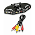 Miniatyrbilde 1 av 3: Sort 3-Port Av Kompositt Rca Velgerboks Bryter Splitter M/ Kabelledning Plugg-WELLNGS