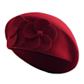 Miniatyrbild 4 av 5: Fransk Hatt Elegant Köldtålig Stretchig Söt Höst Vinter Flickstil Basker för Dejting-WELLNGS wine red