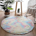 Miniatyrbild 1 av 5: Mjuk rund matta fluffiga vita mattor för vardagsrum mjuk heminredning sovrum-WELLNGS rainbow Diameter 160cm