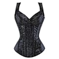 Miniatyrbillede 1 af 4: Jacquard Vævet Halter Korset Gotisk Punk Bustier Shapewear-WELLNGS Black 6XL