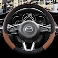 Miniatyrbild 1 av 5: Kompatibel med Mazda CX3 CX4 CX5 CX7 CX9 CX30 CX50 CX60 CX70 CX90 Bilratt Skydd PU Läder Halkfritt Biltillbehör-WELLNGS Brown