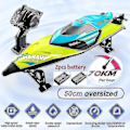 Miniatyrbild 2 av 4: S2 Rc Båt 70 Km/h Professionell Fjärrkontroll Hög Hastighet Racing Speedbåt Uthållighet 20 Minuter Barn Presenter Leksaker för Pojkar-xdd-WELLNGS Green 2 battery