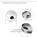 Miniatyrbilde 3 av 5: Skrivebordsledning Hulldeksel Datamaskin Ryddig Grommet Kabeluttak Port Overflate Linjeboks Bordkabel Maskinvare-WELLNGS Matte Black 53mm