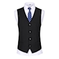Miniatyrbillede 4 af 5: Allthemen Herresæt til Bryllup Fest Middag 3-delt Business Sæt Blazer Vest Bukser 9 Farver-WELLNGS Black XL