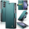Miniatyrbilde 1 av 5: For Samsung Galaxy Z Fold5 CaseMe 023 Sommerfuglspenne Lychee Korn RFID Tyverisikkert Lær Telefondeksel - WELLNGS Pearly Blue