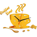 Miniatyrbild 1 av 5: Akryl Väggklockor Kaffetid Kopp Klocka Batteridriven Stor Klocka för Kontor-WELLNGS Gold