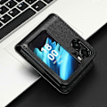 Miniatyrbillede 4 af 5: Kompatibel med Oppo Find N2 Flip 5G PU Læder Foldbar Telefon Cover Præget Trekant Telefon Cover med Kort Slots-WELLNGS Black