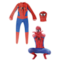 Pikkukuva 1 / 4: MARVEL Comics Spiderman-asu Lapsille Halloween-roolipeli Haalari Bodysuit Klassinen Spiderman Poikien Cosplay-asu 130 (120-129 cm)-WELLNGS 130(120-129cm) Comic Classic