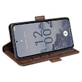 Pikkukuva 3 / 5: Nokia X30 5G:lle iskunkestävä vasikannahkainen puhelinkotelo, lompakkokotelo läpällä ja jalustalla - WELLNGS Brown