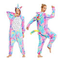 Miniatyrbild 3 av 5: Enhörningskatt Bodysuit Vuxen Djur Stitch Totoro Bodysuit Kvinnor Män Par Vinter Pyjamas Set Nattkläder Hemkläder - WELLNGS Pink panther L (height 168-178cm)