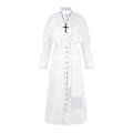 Pikkukuva 5 / 5: Kiinteä Pastori Cos Puku Halloween Pappi Keskiaikainen Retro Cosplay Puku - WELLNGS Black S