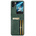 Pikkukuva 2 / 5: Yhteensopiva Oppo Find N2 Flip 5G PU-nahkaisen taitettavan puhelimen suojakuoren kanssa, jossa on painettu kolmiokuvio ja korttipaikat - WELLNGS Green
