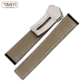 Miniatyrbillede 5 af 5: Ægte læderarmbånd 19mm 20mm 22m til Tag Heuer urrem Mænds armbåndsur Rem tilbehør Foldespænde Læder urrem-sort Rød Sort brown no buckle 19mm