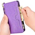 Miniatyrbillede 5 af 5: Etui Kompatibelt med Motorola Edge 20 Fusion Cover Lynlås Magnetisk Tegnebog Kortholder PU Læder Flip Etui - WELLNGS Purple