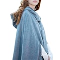 Miniatyrbillede 1 af 2: Dame Hætteklædt Kappe Poncho Frakke Jakke Løs Afslappet Overtøj Vinter-WELLNGS Light Blue XL