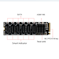 Miniatyrbilde 2 av 2: 6 porter for M.2 Sata PCIE Riser-kort M2 NVME til Sata 3.0 Utvidelseskort ASM1166 6GB/S Adapter 6x SATA3.0 Riser Expansion-WELLNGS
