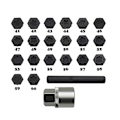 Miniatyrbild 2 av 5: 22-dels Hjul Lås Mutter Nyckel Set, Hjul Lås Mutter Socket Adapter Set, Hjul Stöldskyddad Mutter Avlägsnande Verktyg-WELLNGS