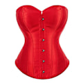 Miniatyrbilde 1 av 2: Mimigo Kvinners Bustier Korsett Topp Sexy Lingerisett Svart Satin Midje Cincher-WELLNGS RED L
