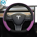 Miniatyrbild 1 av 5: för Tesla Model 3 2016 2017 2018 2019 2020 2021 2022 2023 9 färger Bilstryrskydd PU Läder Halkfria Biltillbehör-WELLNGS Purple
