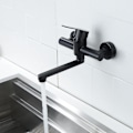 Miniatyrbillede 3 af 5: Vægmonteret køkkenhane 304 rustfrit stål vask mixer tap 360 roterbar vaskhane med sort tud-WELLNGS